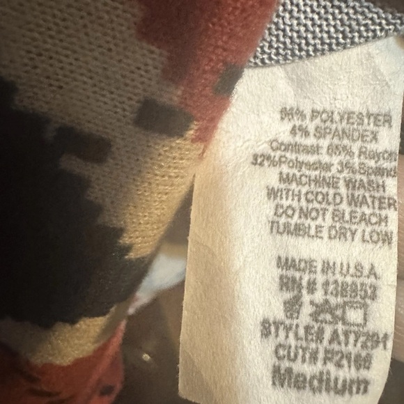 Argyle Pattern Blouse - Navy and Rust Women’s Size Medium by Sun N Moon - Picture 5 of 6